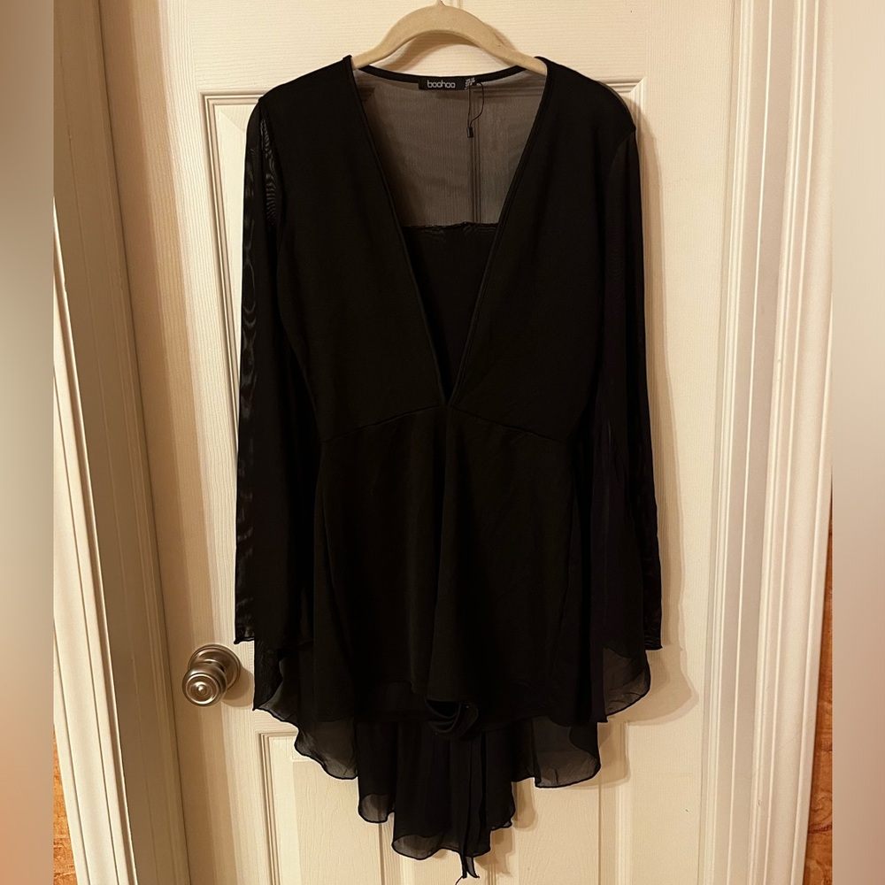 Women’s Boohoo Black Romper with Cape